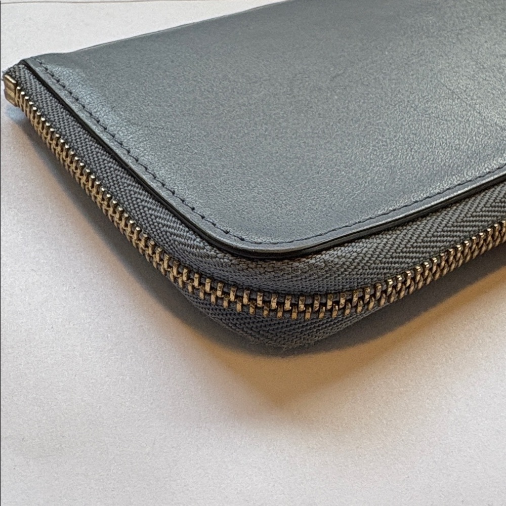 Chloe Alphabet Wallet Card Holder smooth blue gray leather gold hardware C charm - Picture 11 of 14